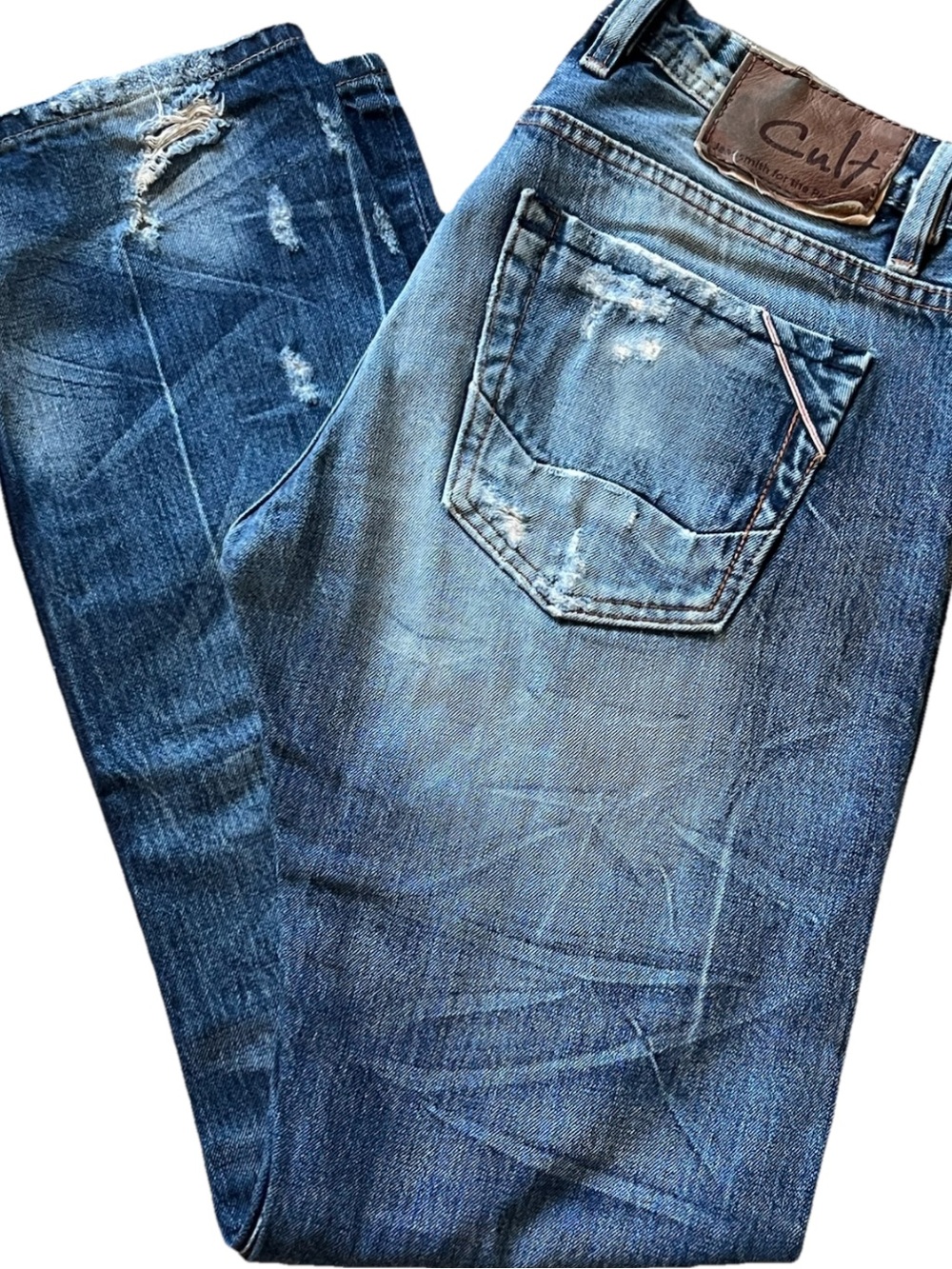 Cult of Individuality Rebel Straight Japanese Selvedge Distressed Denim 32x34